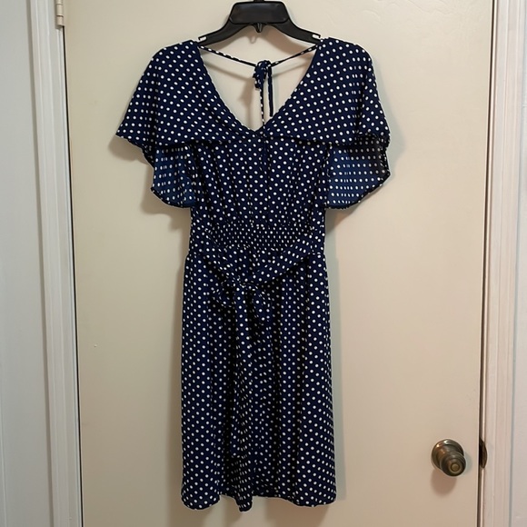 Reborn Dress Navy with White Polka Dots size Large NWT - Picture 3 of 12